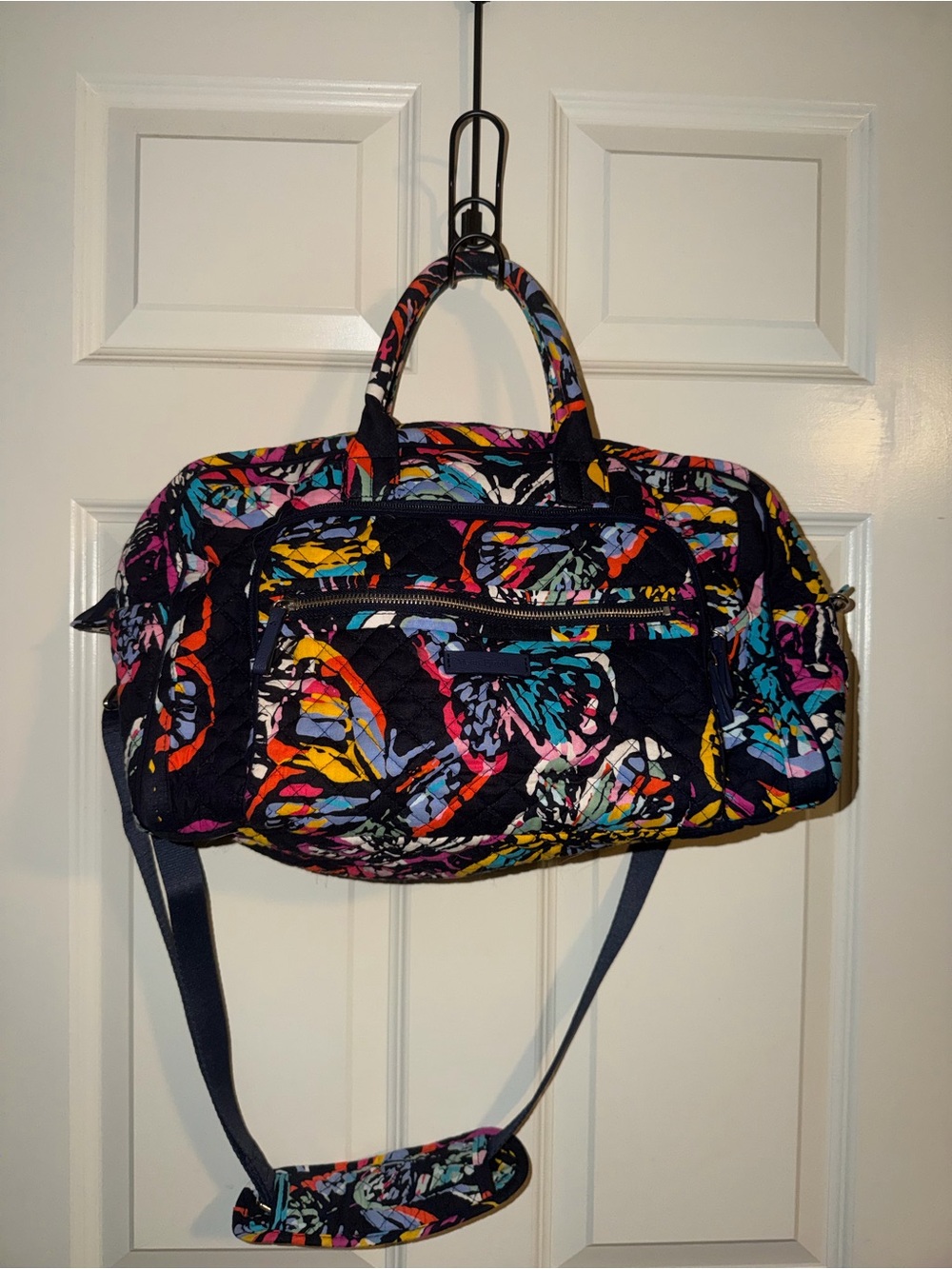 Vera Bradley Navy Multicolor Quilted Travel Duffel